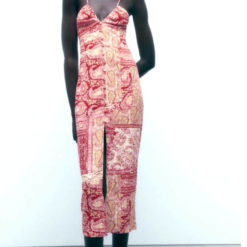 Zara Patchwork Print Midi Dress